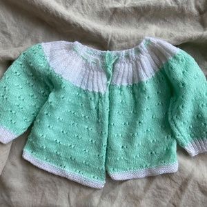 Hand knit baby cardigan